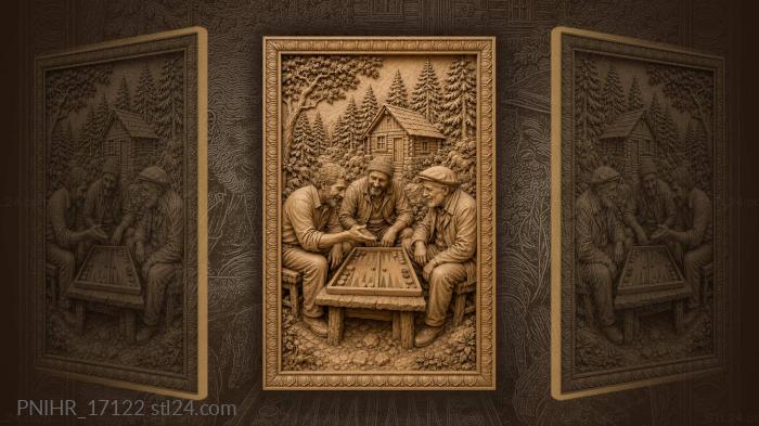 Backgammon players by cozy cabin 3d STL model