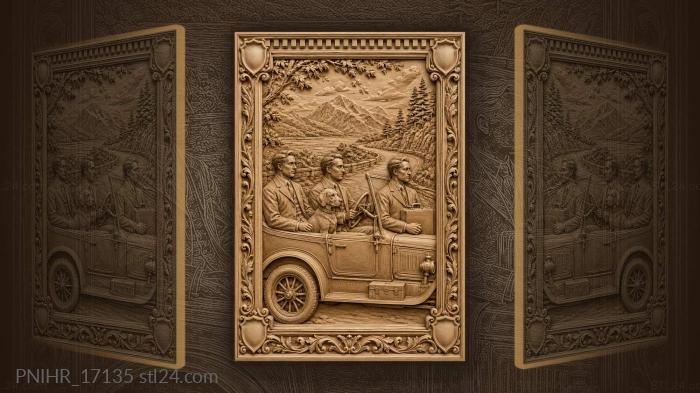 Men in car with dog 3d STL model