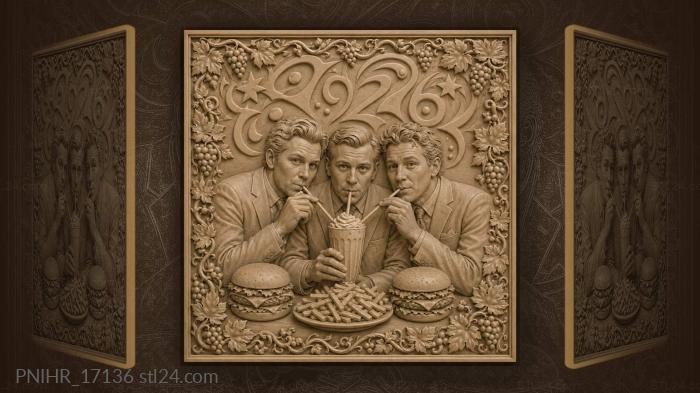Gentlemen enjoying sweet treat fries 3d STL model