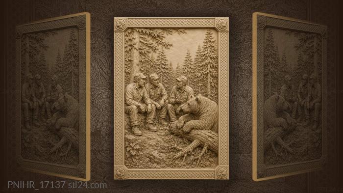Forest talk with resting bear 3d STL model