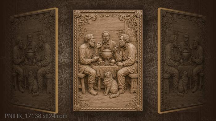 Pipes and a samovar among three friends 3d STL model