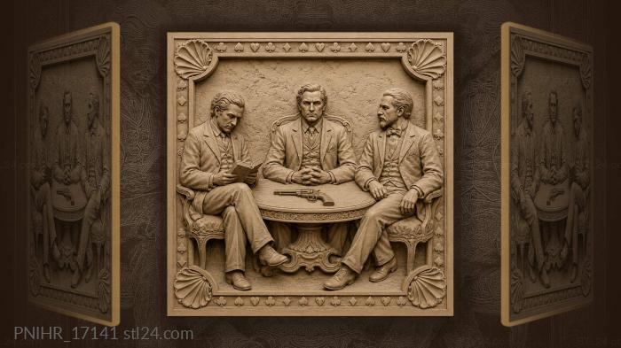 Three men weigh words over firearm 3d STL model
