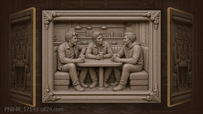 Diner conversation three friends retro 3d STL model