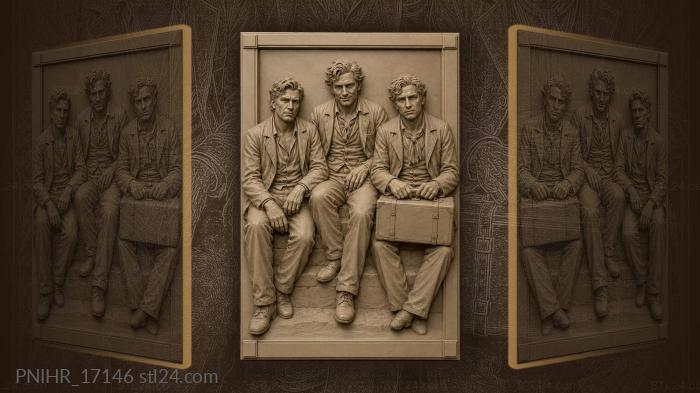 Three companions sharing a moment 3d STL model