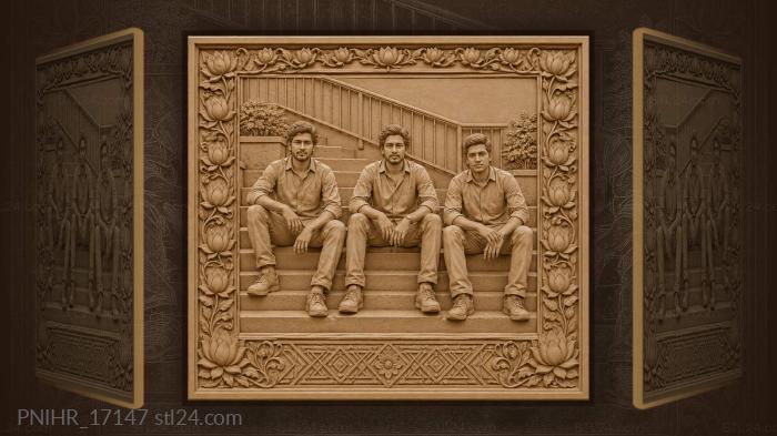 Men on concrete steps relax 3d STL model