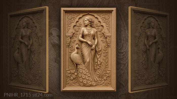 Lady with magnificent peacock companion 3d STL model
