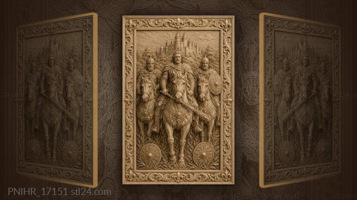 Noble horsemen with castle backdrop 3d STL model