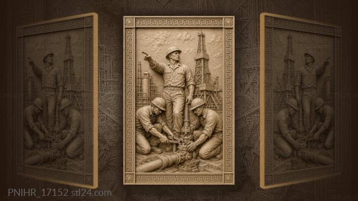 Oilfield workers industrial landscape detail 3d STL model