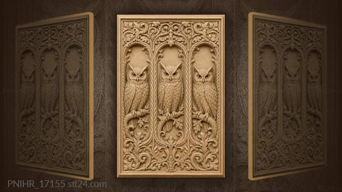 Watchful trio guards separate leafy perches 3d STL model