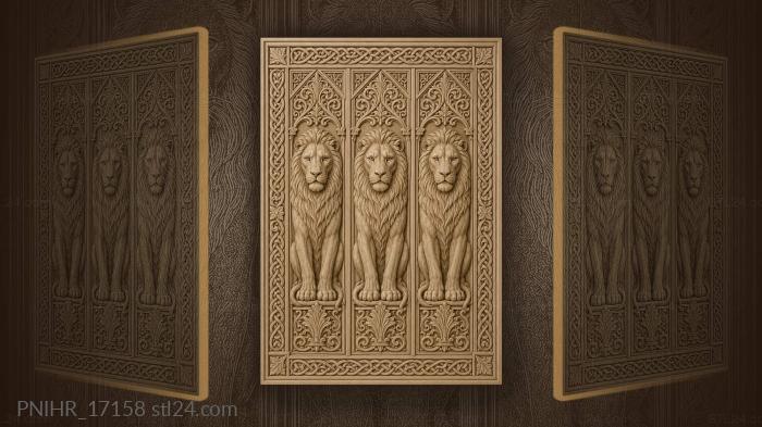 Three majestic lions in celtic frames 3d STL model