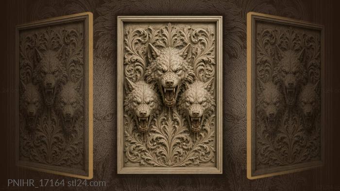 Blood dripping from three snarling muzzles 3d STL model