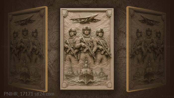 Soldiers warships aircraft military scene 3d STL model