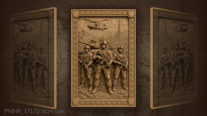 Soldiers tank helicopter distant city 3d STL model