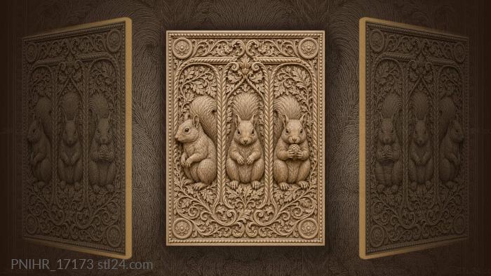 Three squirrels among leafy vines 3d STL model