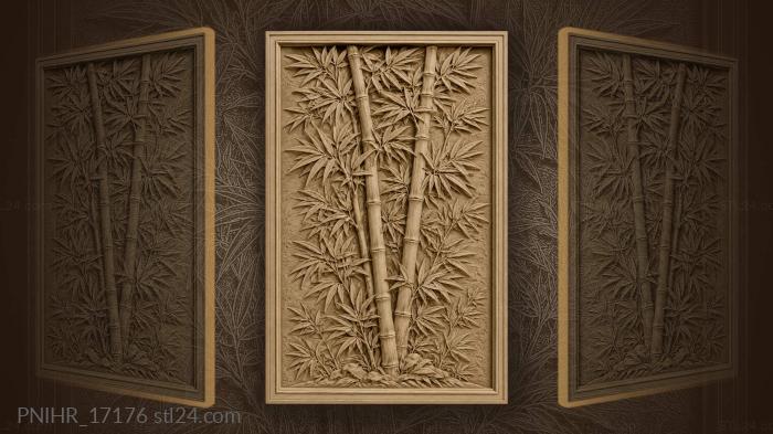 Three bamboo stalks with narrow leaves 3d STL model
