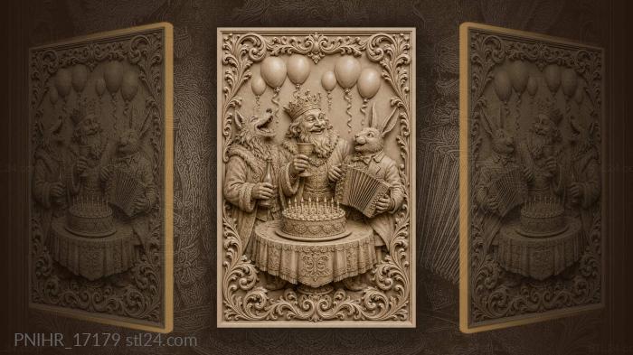 Fairytale birthday celebration with king and animals 3d STL model