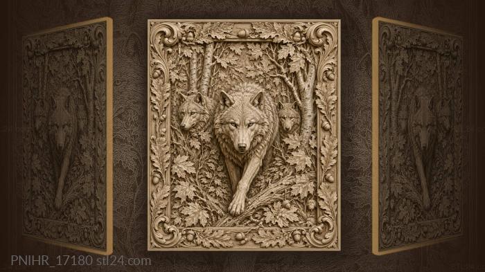 Wolves emerging from birch forest 3d STL model