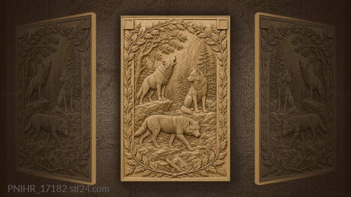 Three wolves on rocky ground 3d STL model