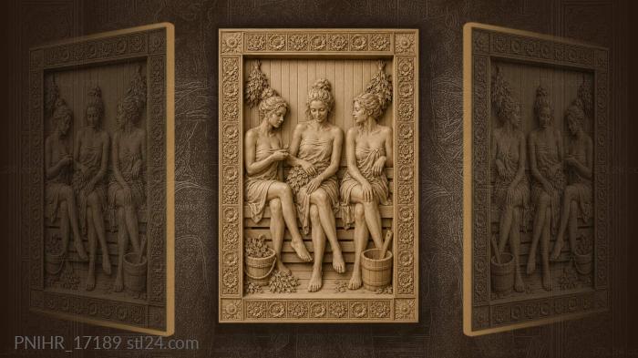 Sauna ladies serene floral frame 3d STL model