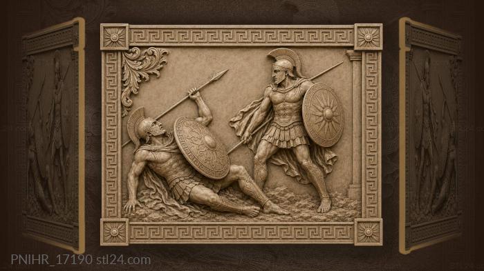 Greek warriors fierce battle clash 3d STL model