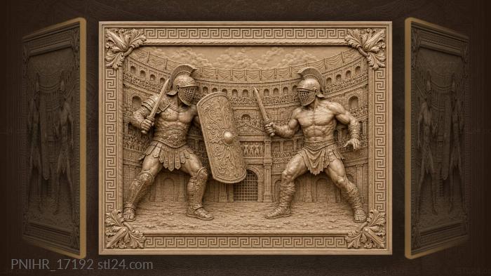 Gladiatorial combat in roman arena 3d STL model