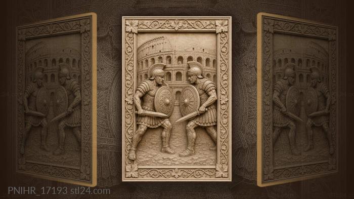 Rival gladiators clash beneath colosseum arches 3d STL model