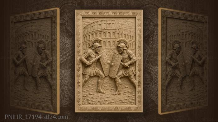 Shielded gladiators trade blows in arena 3d STL model