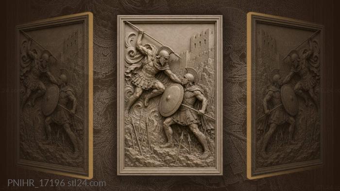 Spartan duel near fortress walls 3d STL model