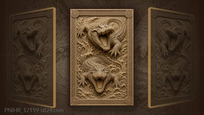 Alligators rising from stormy waters 3d STL model