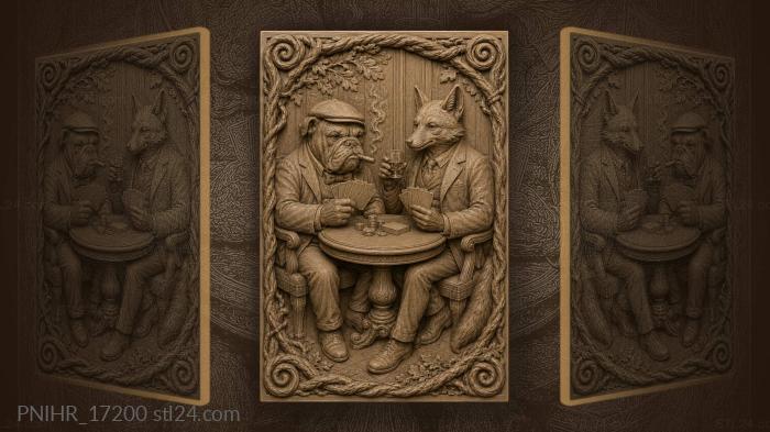 Card game against a cigar bulldog 3d STL model