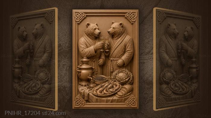 Bears in dressing gowns by the samovar 3d STL model