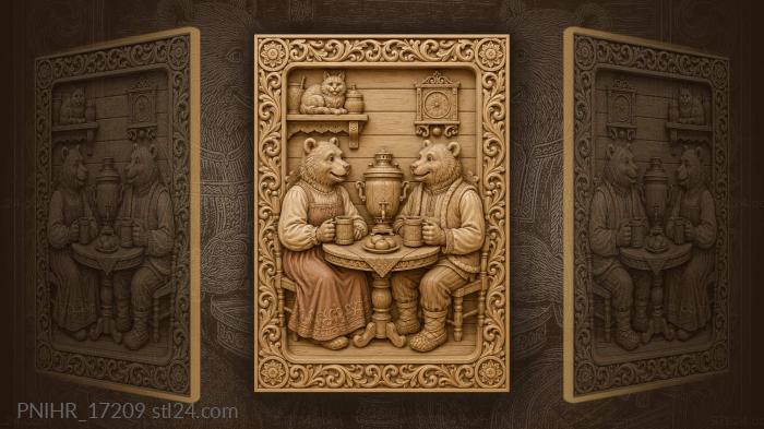 Sarafan and waistcoat at a round table 3d STL model