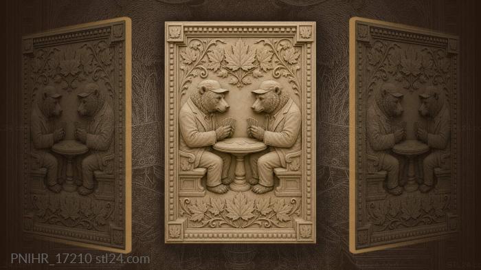 Two bears in suits over their cards 3d STL model