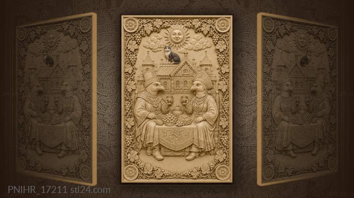 Birds at a festive feast 3d STL model