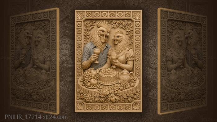 Birthday chickens festive table celebration 3d STL model