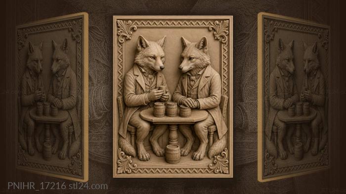 Foxes at table coin exchange 3d STL model