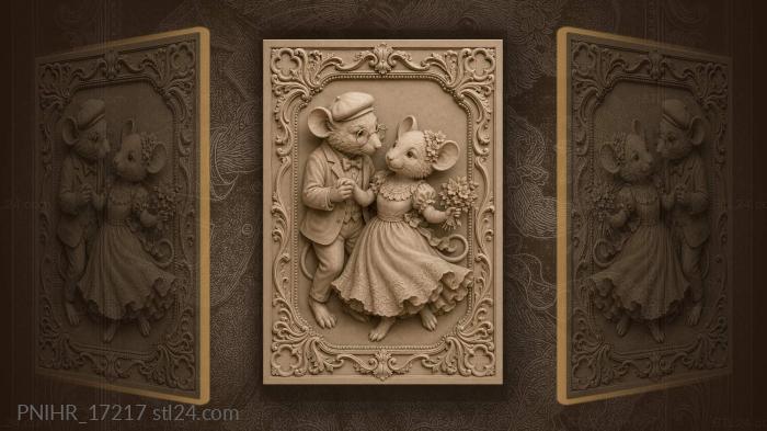 Mouse couple sweet floral dance 3d STL model
