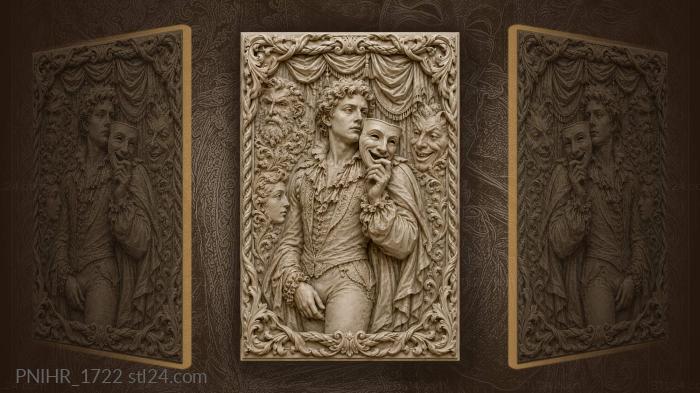 Actor with mask and stage curtains 3d STL model