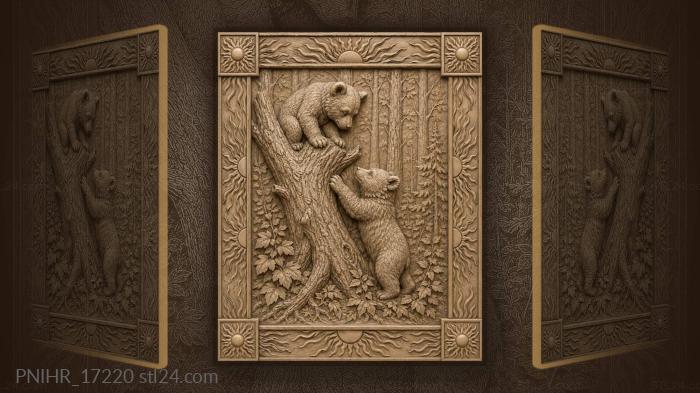 Cub reaching up to another on the trunk 3d STL model