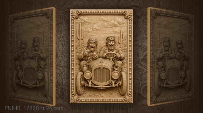 Vintage car desert road trip 3d STL model