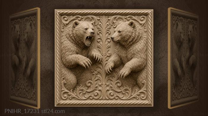 One roaring while the other bares claws 3d STL model