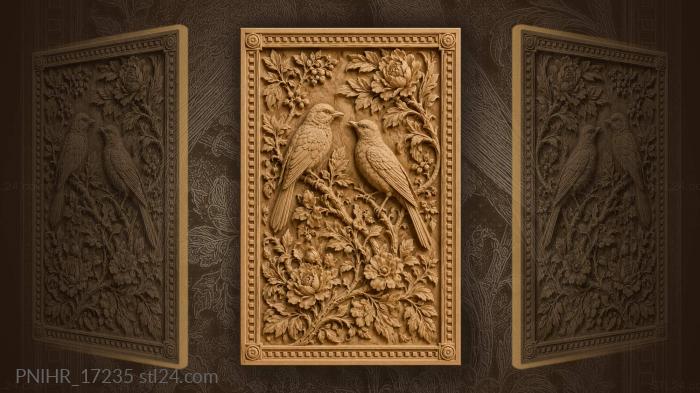 Birds among blooming garden abundance 3d STL model