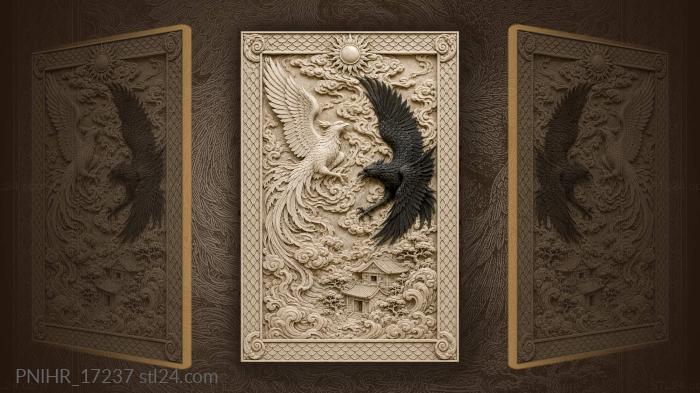 Birds soaring above cozy home 3d STL model