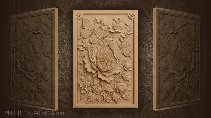 Two butterflies beside one large flower 3d STL model