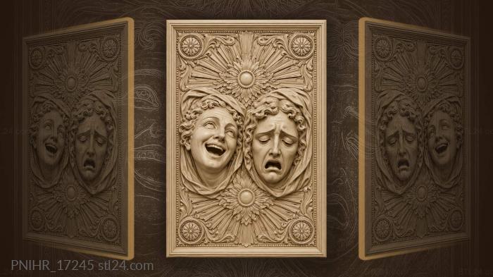 Theatrical faces trade laughter for sorrow 3d STL model