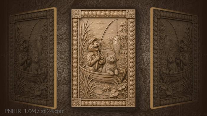 Cats fishing from a small boat 3d STL model