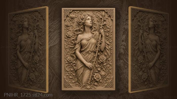 Maiden lifts foliate staff among roses 3d STL model