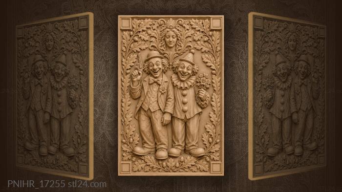 Clowns with flowers and lady 3d STL model