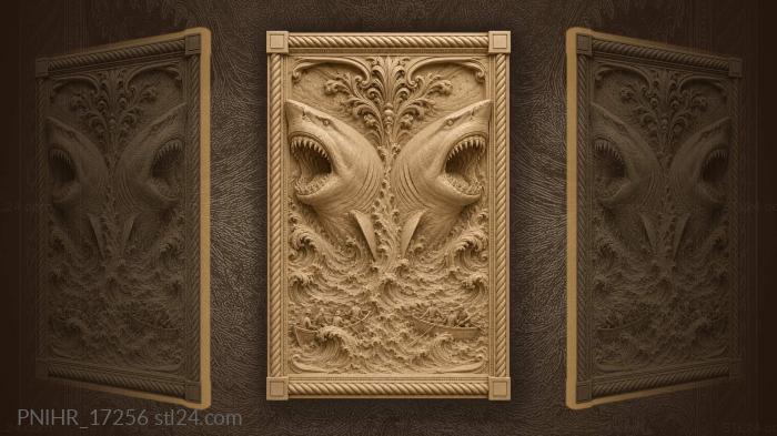 Sharks rising from stormy seas 3d STL model