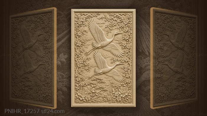 Cranes among blossoming cherry trees 3d STL model